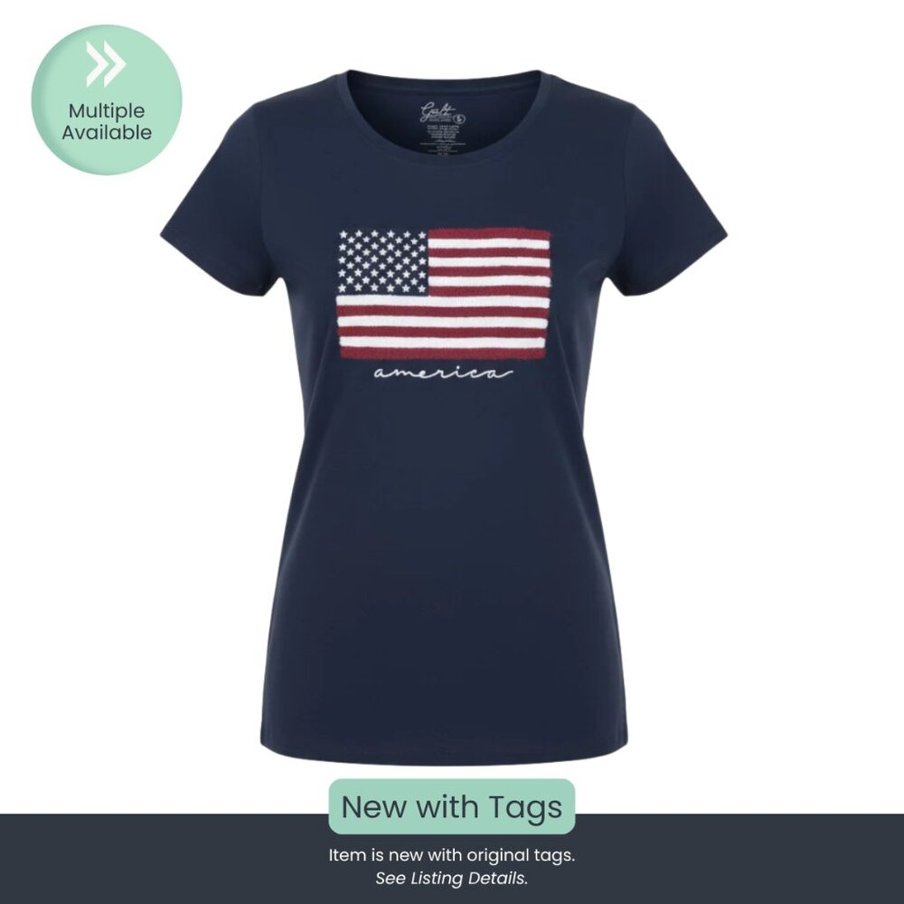 GALT Women’s Navy “America” Flag Graphic Tee